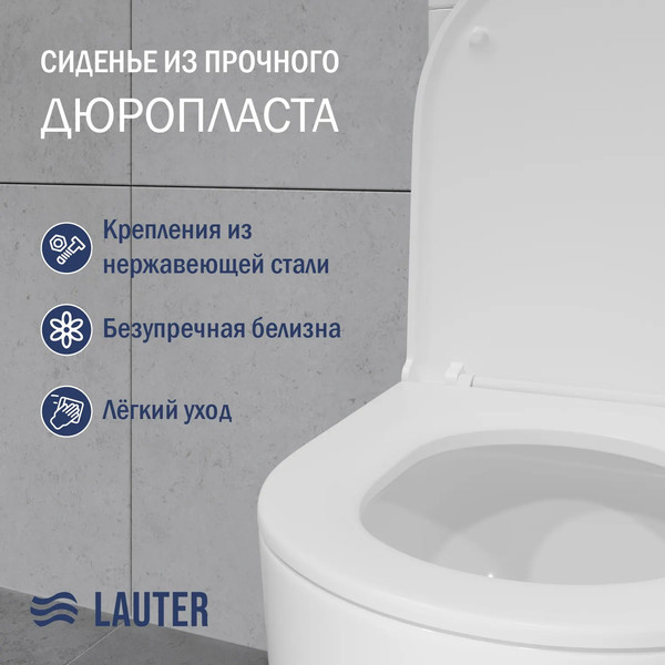 Купить Унитаз напольный Lauter Rimless 21D2202 + гигиенический душ Rinse 21GN4051CH  