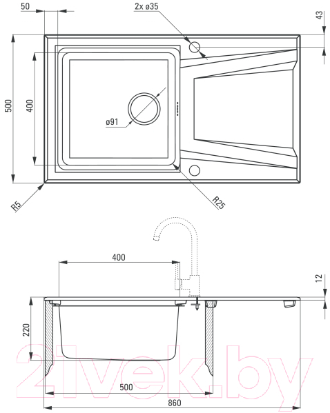 Мойка кухонная Deante Sink Prime ZSR S113