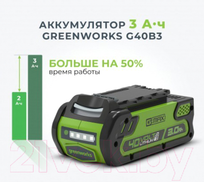 Аккумулятор для электроинструмента Greenworks G40B3 (2925707)