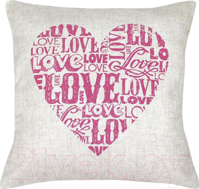 Подушка декоративная MATEX Love Story Сердце из букв / 09-115 (серый/розовый)