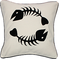 Подушка декоративная MATEX Рыбы / 00-136 (белый/черный/черный) -