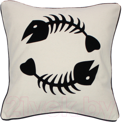 Изображение товара Подушка декоративная MATEX Рыбы / 00-136 (белый/черный/черный)