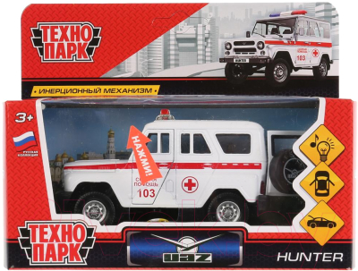 Автомобиль игрушечный Технопарк UAZ Hunter Скорая / HUNTER-AMB-SL