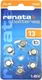 Комплект батареек Renata 13 PR48 Zinc-Air 1.45V (6шт) - 