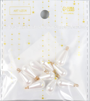 

Набор бусин декоративных, Жемчужная капля с петелькой / 5392151