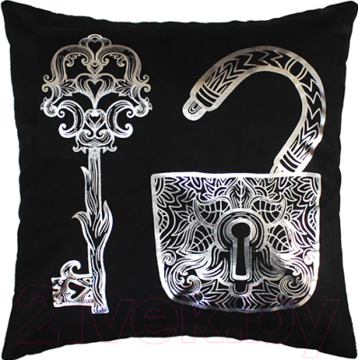 Подушка декоративная MATEX Luxury Ключ и замок / 13-884 (серебристый/черный)