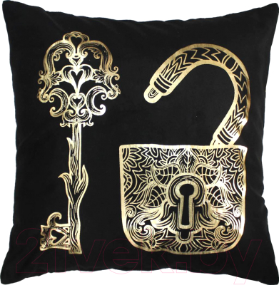 Подушка декоративная MATEX Luxury Ключ и замок / 13-891 (золото/черный)