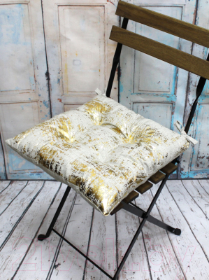 Подушка на стул MATEX Luxury Мазки / 15-741 (золото/светло-серый)
