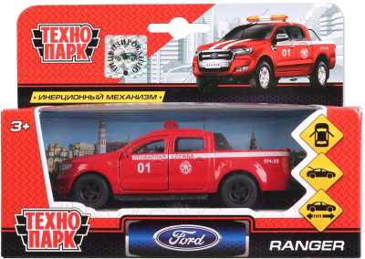 Автомобиль игрушечный Технопарк Ford Ranger Пикап пожарный / SB-18-09-FR-F