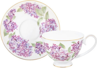 Чашка с блюдцем Elan Gallery Сирень New Bone China / 420840