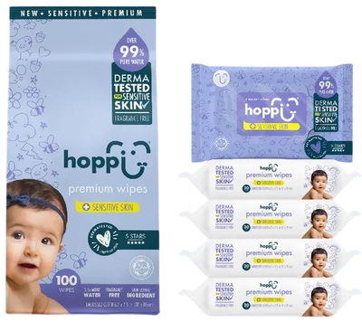 Влажные салфетки детские Hoppi Sensitive Skin / HB-051 (5x20шт) - 