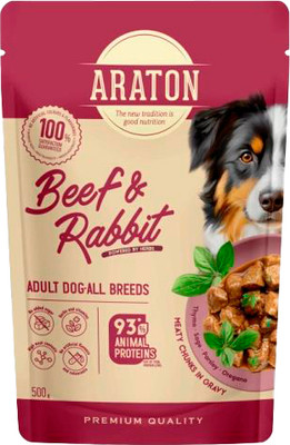 

Влажный корм для собак, Adult Кусочки в соусе с говядиной и кроликом