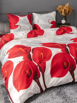 

Комплект постельного белья, 1.5сп 12497-07 красные Каллы на белом