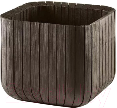 Кашпо Keter Wood Look Cube Planter L / 229533 (коричневый)