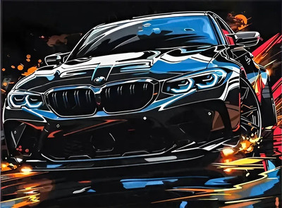 

Картина по номерам, Черная машина BMW 30х40 / MF0028