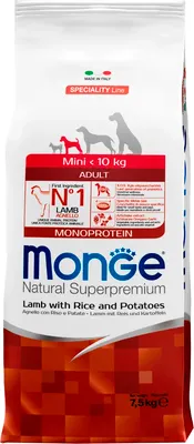 

Сухой корм для собак, Speciality Line Monoprotein Mini Ягненок, рис с картофелем