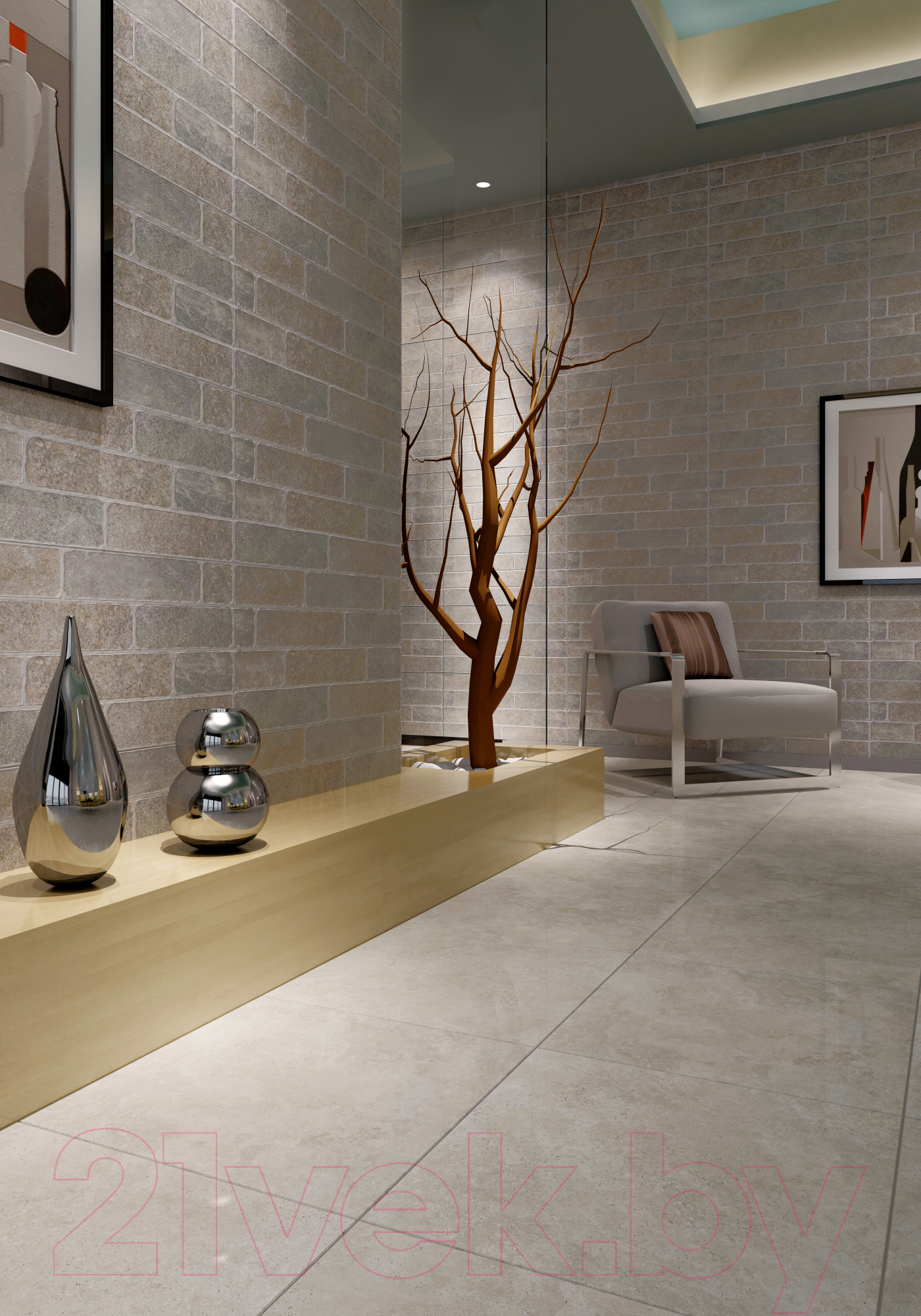 Плитка Beryoza Ceramica Брикстоун бежевый (300x600) — фото 3