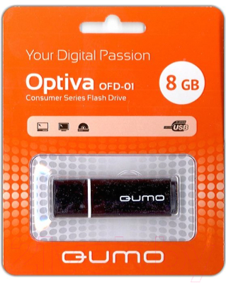 Usb flash накопитель Qumo Optiva 01 8GB 2.0 Black / QM8GUD-OP1