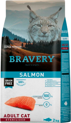 Сухой корм для кошек BRAVERY Монопротеиновый беззерновой для стерилизованных с лососем
