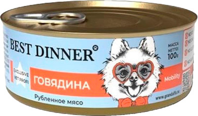 Влажный ветеринарный корм для собак Best Dinner Vet Profi Mobility Exclusive (100г) - 