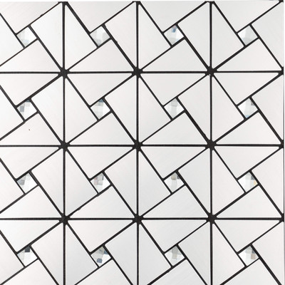 Комплект панелей ПВХ Самоклейкин Самоклеющаяся Алюминий Серебро со стразами MA-S01-8 (8шт, 300x300x3мм) - 