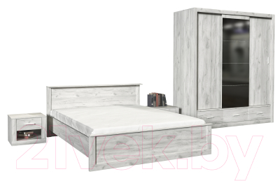 Комплект мебели для спальни Интерлиния Лима-3 (с основанием,дуб белый)