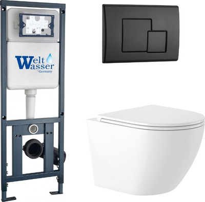 

Унитаз подвесной с инсталляцией, KW-9003W Rimles + WeltWasser Marberg 410 + Marberg 507 SE MT-BL