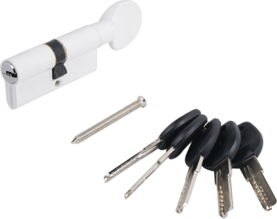 

Цилиндровый механизм замка, HD FG 60-5К White перфорированный ключ/вертушка 50, 10