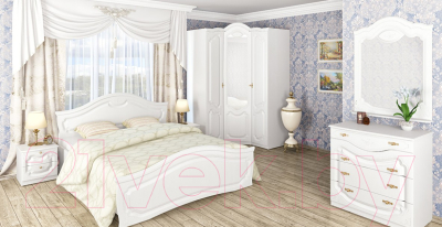 Двуспальная кровать Мебель-Неман Орхидея СП-002-12Д2 (белый полуглянец)
