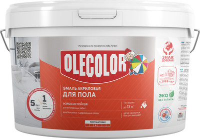 Эмаль Olecolor Для пола акриловая (2.5кг, графит) - 