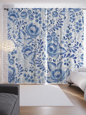 

Комплект штор, Керамическая гжель / p_62522