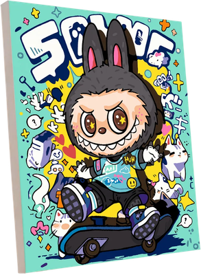 

Картина по номерам, Лабубу скейтер бирюзовый / PL-00402