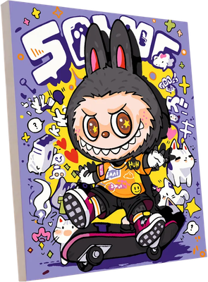 

Картина по номерам, Лабубу скейтер фиолетовый / PL-00403