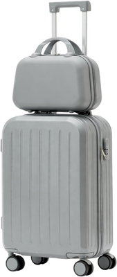 Чемодан на колесах Homa С бьютикейсом / 2CHMD-S-GR (серый, S) - 