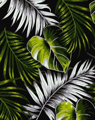 

Картина по номерам, Серебряные листья / PL-00426