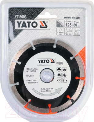 

Отрезной диск алмазный Yato, YT-6003