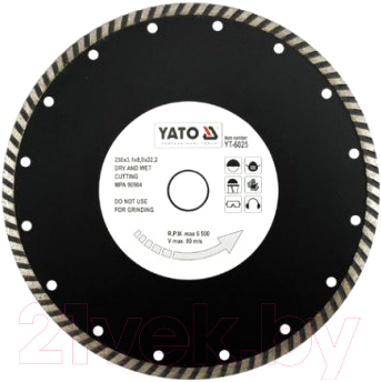 

Отрезной диск алмазный Yato, YT-6025