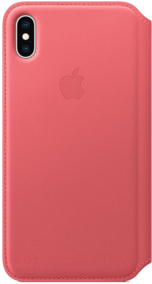 Чехол-книжка Apple Leather Folio для iPhone XS Max Peony Pink / MRX62