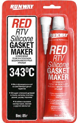 Изображение товара Герметик силиконовый RUNWAY RW8500 (85г, красный)