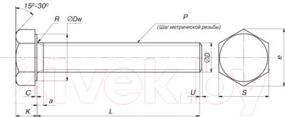 Болт ЕКТ М6x10 DIN933 прочность 8.8 / CV010298 (6000шт, цинк)