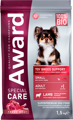 Сухой корм для собак Award Special Care Toy Breed Support (1.5кг) - 