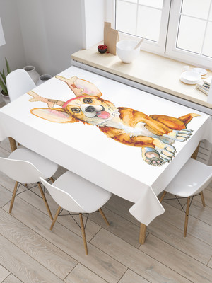 

Скатерть, Корги собака с рогами оленя / tc_103503