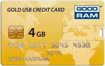 Usb flash накопитель Goodram Gold USB Credit Card 4GB (PD4GH2GRCCPR9)  - общий вид