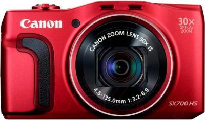 Компактный фотоаппарат Canon PowerShot SX700 HS (красный) - вид спереди