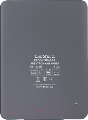 Электронная книга Texet TB-137SE (4Gb, Gray) - вид сзади