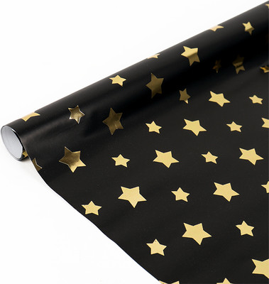 

Набор бумаги для оформления подарков, Золотистые звезды на черном / DV-15892
