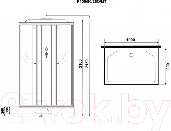 Душевой поддон Niagara Promo P100/80/26Q 100x80