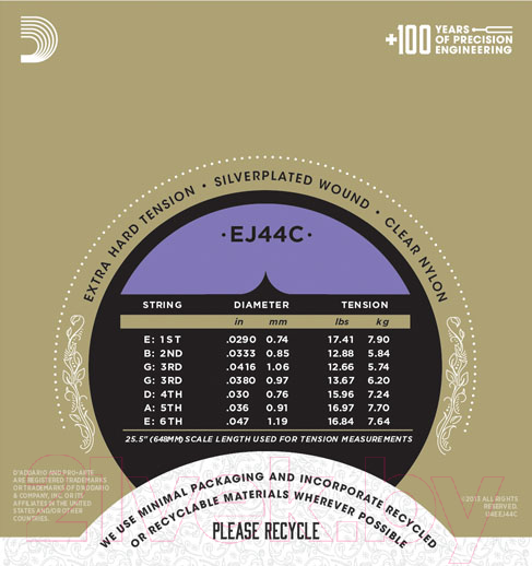 Струны для классической гитары D'Addario EJ-44C — фото 3