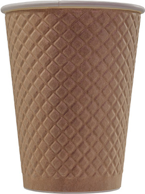 Набор бумажных стаканов Суперпак Waffle Kraft двухслойные 300мл (25шт) - 