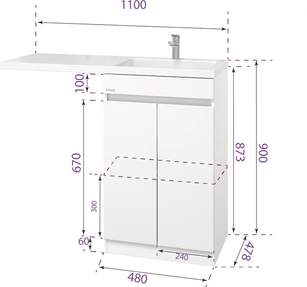 Тумба с умывальником Onika Милтон Нова 48 104803 + Marko Марсал 110 R
